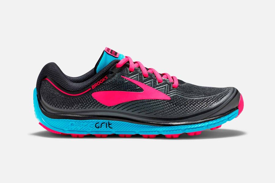 Brooks Women's PureGrit 6 Trail Running Shoes Black/Rose MPJA-09481